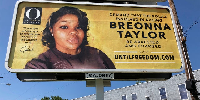 A billboard sponsored by O, The Oprah Magazine, is on display with a photo of Breonna Taylor, Friday, Aug. 7, 2020 in Louisville. (AP)