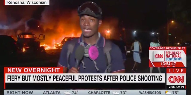 CNN panned for on-air graphic reading 'fiery but mostly peaceful protest'  in front of Kenosha fire | Fox News