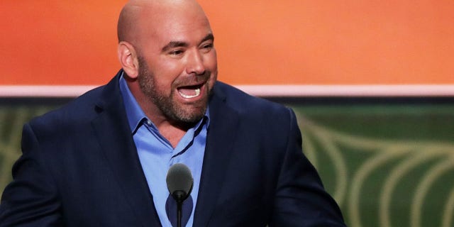 CLEVELAND, OH - JULY 19: UFC President Dana White delivers remarks on the second day of the Republican National Convention on July 19, 2016, at Quicken Loans Arena in Cleveland, Ohio.  (Photo by Alex Wong/Getty Images)