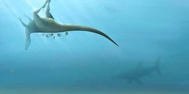 An artist's impression of the dinosaur's last moments.
