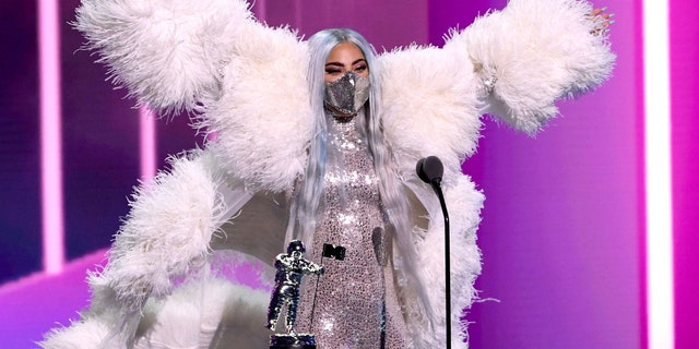 Lady Gaga accepts the artist of the year award onstage during the 2020 MTV Video Music Awards, broadcast on Sunday, August 30th 2020. (Photo by Kevin Winter/MTV VMAs 2020/Getty Images for MTV)