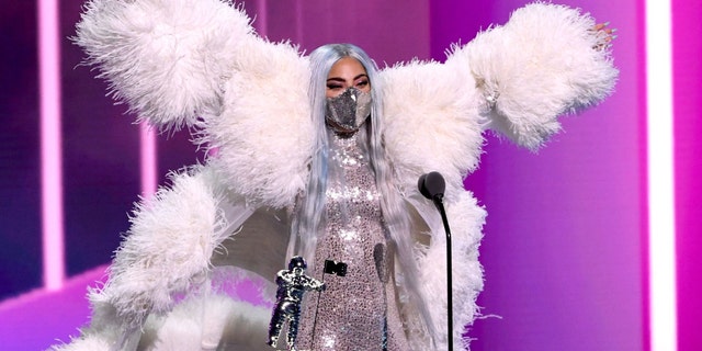 Lady Gaga accepts the artist of the year award onstage during the 2020 MTV Video Music Awards, broadcast on Sunday, August 30th 2020. (Photo by Kevin Winter/MTV VMAs 2020/Getty Images for MTV)