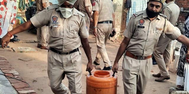 Punjab Police recover illicit liquor lahaan at Baghora village near Ghanour Town, on August 1, 2020 in Patiala, India.