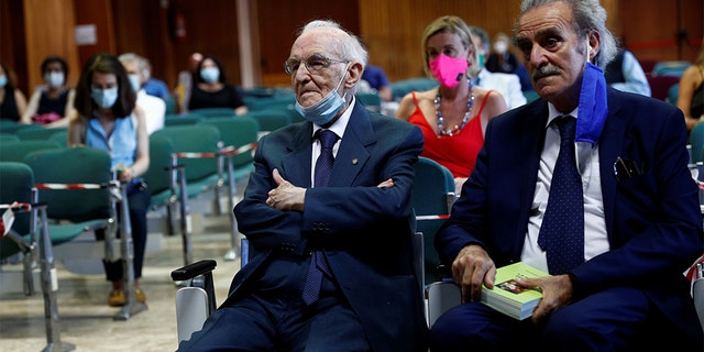 Giuseppe Paterno, 96, Italy's oldest student, attends his graduation, which had social distancing measures in place, after completing his undergraduate degree in history and philosophy at the University of Palermo, during the coronavirus disease (COVID-19) outbreak, in Palermo, Italy, July 29, 2020. REUTERS/Guglielmo Mangiapane SEARCH "ITALY'S OLDEST STUDENT" FOR THIS STORY. SEARCH "WIDER IMAGE" FOR ALL STORIES. - RC294I9JDGYE