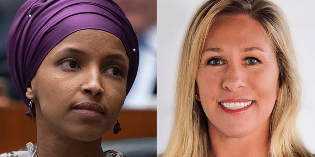 Rep. Ilhan Omar, D-Minn., and congressional candidate Marjorie Greene, R-Ga.