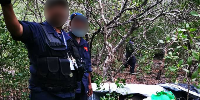 The Royal Papua New Guinea Constabulary discovered a partially burned Cessna model light aircraft left empty with no pilot and no cargo. (Australian Federal Police)