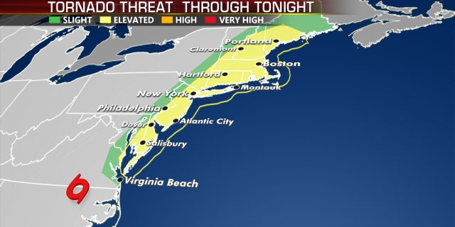 The threat for tornadoes on Tuesday from Tropical Storm Isaias as it moves north.