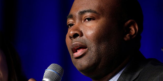Jaime Harrison, then-chair of the South Carolina Democratic Party and a candidate for Democratic National Committee Chairman, speaks during a Democratic National Committee forum in Baltimore, Maryland, U.S., February 11, 2017. REUTERS/Joshua Roberts - RC16F3719260