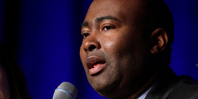Jaime Harrison, then-chair of the South Carolina Democratic Party and a candidate for Democratic National Committee Chairman, speaks during a Democratic National Committee forum in Baltimore, Maryland, U.S., February 11, 2017. REUTERS/Joshua Roberts - RC16F3719260