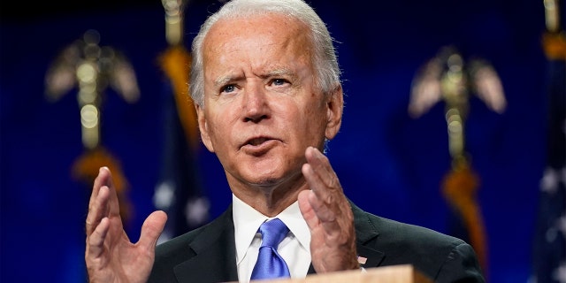 Democratic presidential candidate former Vice President Joe Biden speaks during the fourth day of the Democratic National Convention, Thursday, Aug. 20, 2020, at the Chase Center in Wilmington, Del. (AP Photo/Andrew Harnik)