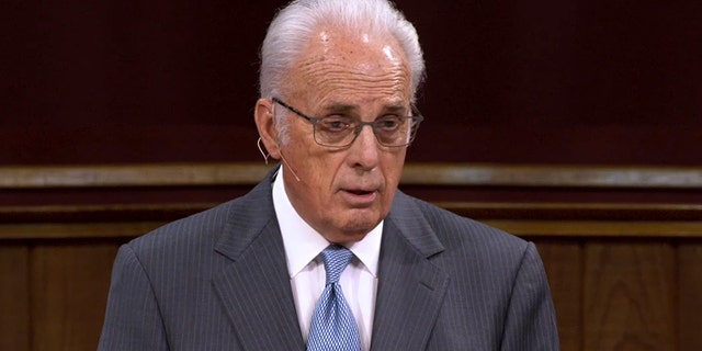 Pastor John MacArthur preaches at Grace Community Church in Los Angeles, California.