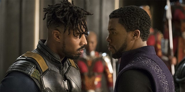 Michael Jordan (left) and Chadwick Boseman in 'Black Panther.'
