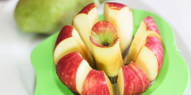 Apples have a colorful outer skin that can be eaten or peeled.