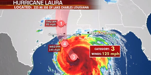 The forecast track of Hurricane Laura.