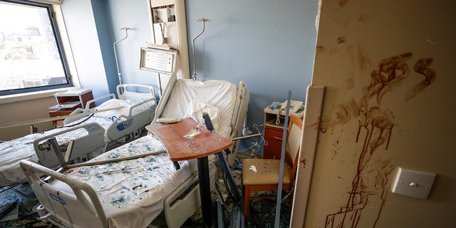 A damaged hospital is seen after a massive explosion in Beirut, Lebanon, Wednesday, Aug. 5, 2020. (AP Photo/Hassan Ammar)