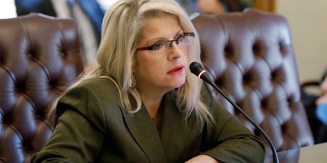 In this Jan. 28, 2015, file photo, Sen. Linda Collins, R-Pocahontas, speaks at the Arkansas state Capitol in Little Rock, Ark. Rebecca Lynn O'Donnell on Aug. 6, pleaded guilty to first-degree murder in the death of Collins. (AP Photo/Danny Johnston, File)