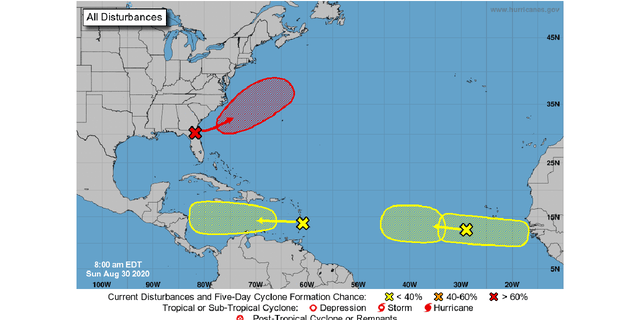 Four areas over the Atlantic are being monitored for possible tropical development, according to the National Hurricane Center (NHC).