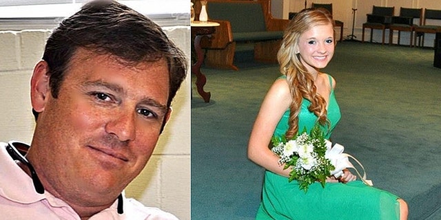 Nick Wall, 45, (left) and his stepdaughter Laura Ashley Anderson, 21, (right) were shot dead outside Anderson's Georgetown, S.C. home Monday. Anderson recently bought her first home and was getting ready to start school to study to become a teacher. (Kim Wall/Facebook) 