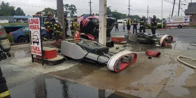 Police and fire crews respond to the scene following the incident in New Jersey