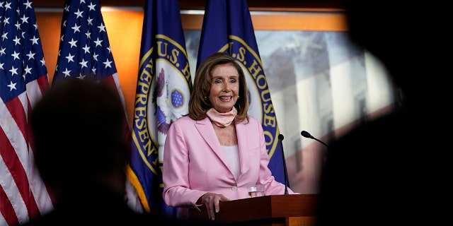 House Speaker Nancy Pelosi of Calif., speaks during a news conference on Capitol Hill in Washington, Aug. 22. The House is set for a rare Saturday session to pass legislation to halt changes in the Postal Service and provide $25 billion in emergency funds. (AP Photo/Susan Walsh)