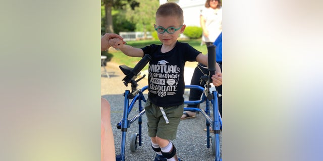 Lucas Spina, 5, suffered a stroke upon birth at 28 weeks and has undergone many surgeries, with more to come. Amid the pandemic, the child is struggling to walk without proper therapy. (Photo courtesy of Danielle Spina, Jamie Scalise)