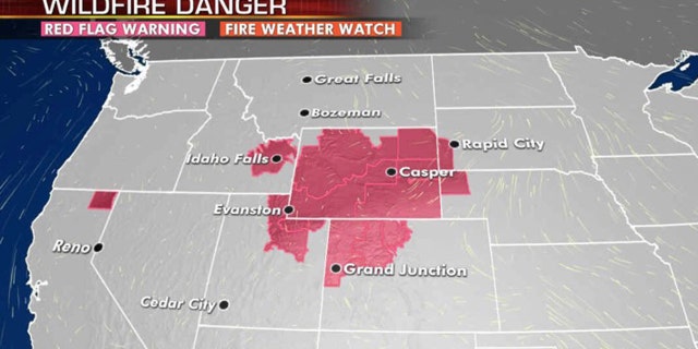 The greatest risk for wildfire danger on Thursday, Aug. 13, 2020.