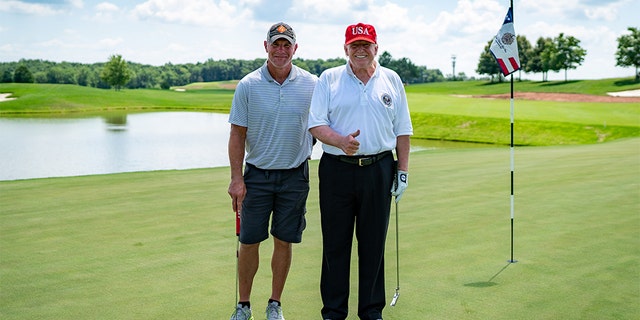 President Trump invited Favre to tee off at his National Golf Club in Bedminster, New Jersey on July 25.