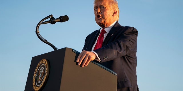 President Donald Trump speaks during a campaign rally, Aug. 28, in Londonderry, N.H. (AP Photo/Evan Vucci)