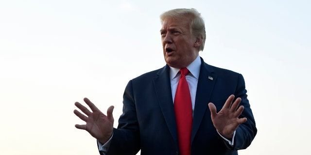 Then-President Donald Trump is seen in Morristown, New Jersey, Aug. 9, 2020.