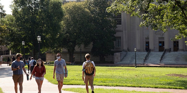 Students had their first day of classes, despite the Coronavirus pandemic, at the University of North Carolina in Chapel Hill, NC, on Monday, August 10, 2020. 