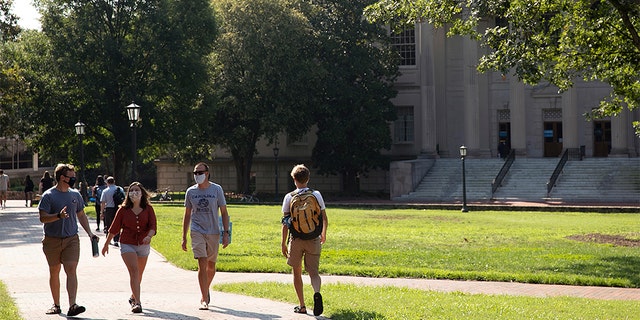 Students had their first day of classes, despite the Coronavirus pandemic, at the University of North Carolina in Chapel Hill, NC, on Monday, August 10, 2020. 