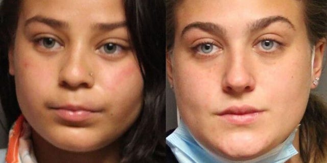 Olivia Winslow, left, and Camryn Amy, both 21, face charges in connection with a Thursday incident in Wilmington, Del., authorities say. (Wilmington Police )