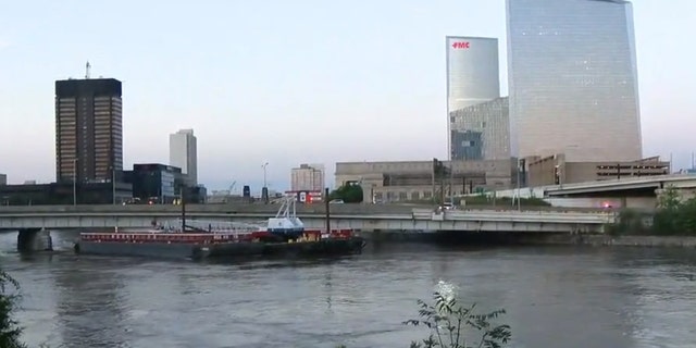 The Vine Street Expressway in Philadelphia was closed in both Wednesday morning due to unsecured barge that was knocked free due to flooding from Tropical Storm Isaias.