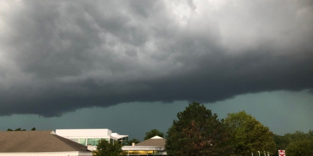 The derecho can be seen approaching Woodridge, Ill., on Aug. 10, 2020.