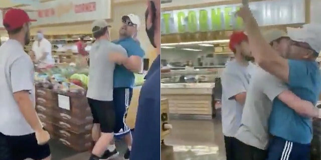 Video footage has gone viral of a man, pictured, having an anti-mask meltdown in an Arizona food store.