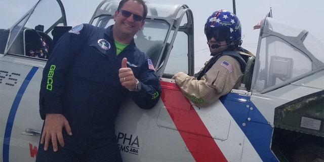 Mark "Gooch" Gannucci, a former Navy aviator, led the squadron of planes as Fox News took a ride.
