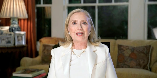 In this image from video, former Secretary of State Hillary Clinton speaks during the third night of the Democratic National Convention on Wednesday, Aug. 19, 2020. (Democratic National Convention via AP)