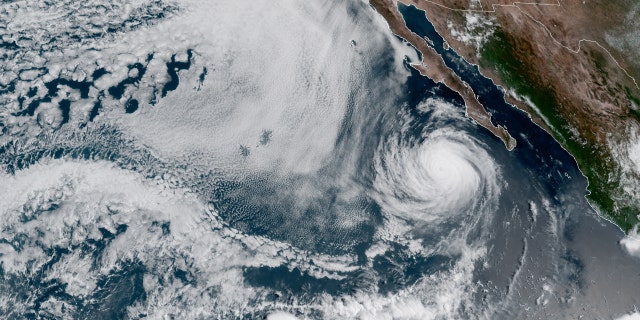 Hurricane Elida is seen swirling off Mexico's northwestern coast on Tuesday, Aug. 11, 2020.