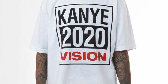 The rapper tweeted out three photos of branded apparel endorsing his presidential bid on Aug. 11.