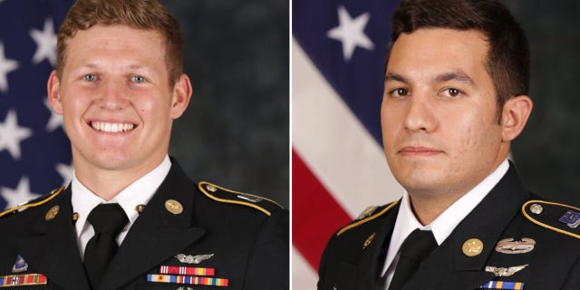 Sgt. Tyler Shelton, 22, left, and Staff Sgt. Vincent Marketta, 33, were Black Hawk repairers with the 160th Special Operations Aviation Regiment (Airborne).