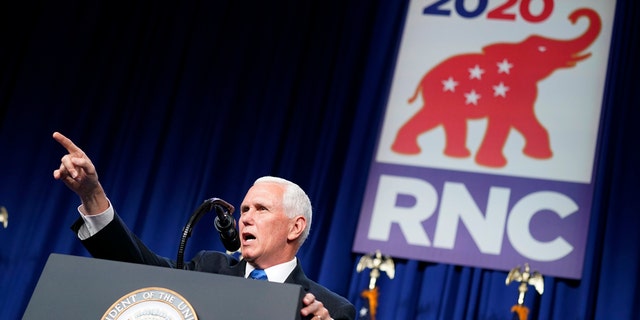 Pence gets top billing on GOP convention's third night 2 Vice President Mike Pence speaks at the 2020 Republican National Convention in Charlotte, N.C., Monday, Aug. 24, 2020. (AP Photo/Andrew Harnik)