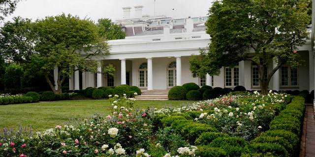 A view of the restored Rose Garden is seen at the White House in Washington, Saturday, Aug. 22, 2020. First Lady Melania Trump will deliver her Republican National Convention speech Tuesday night from the garden, famous for its close proximity to the Oval Office. 