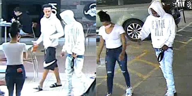 San Antonio police say the men in these photos are wanted in the fatal shooting of an 11-year-old cheerleader on Aug. 15