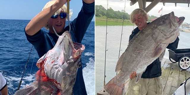 Christopher Corgill and his  snowy grouper.