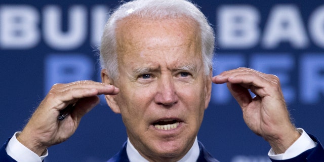 Democratic presidential candidate former Vice President Joe Biden speaks at a campaign event at the William