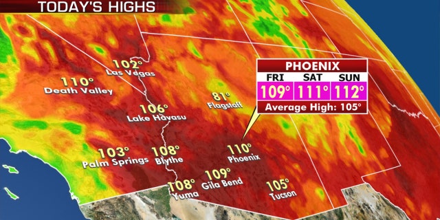 Forecast high temperatures for Phoenix this upcoming weekend.