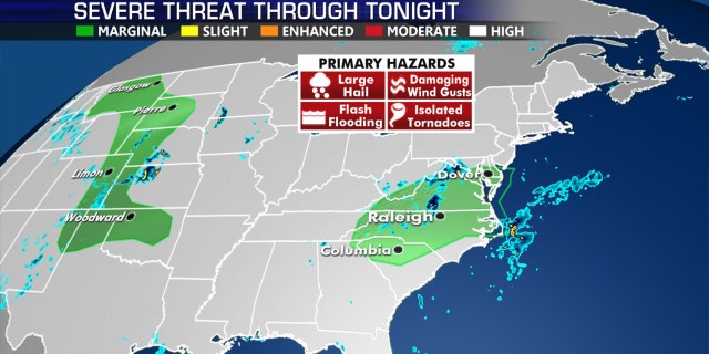 The threat for severe weather on Thursday, Aug. 6, 2020.