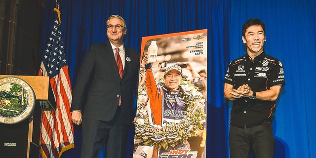 The 2018 Indy 500 ticket featured an image of Sato to celebrate his win the prior year.