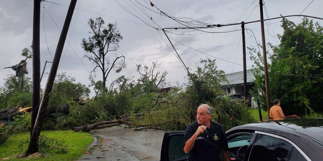 Damage in DeLand, Fla., after a "likely" tornado roared through the area on Tuesday, Aug. 18, 2020.