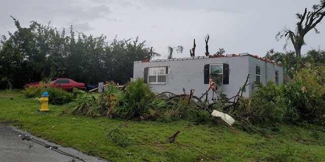 Damage in DeLand, Florida after a "likely" tornado roared through the area on Tuesday, Aug. 18, 2020.
